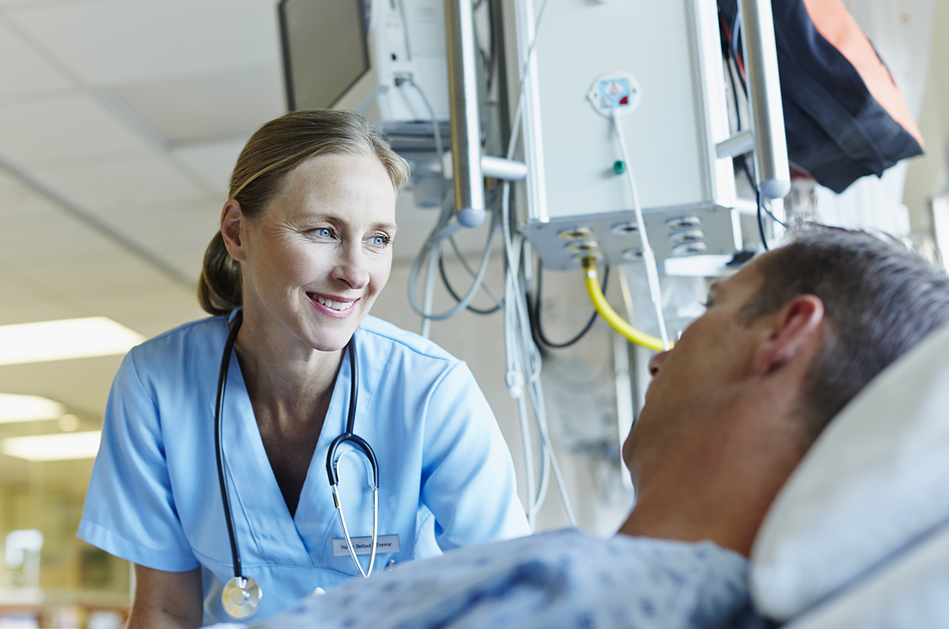 Health care worker visits patient