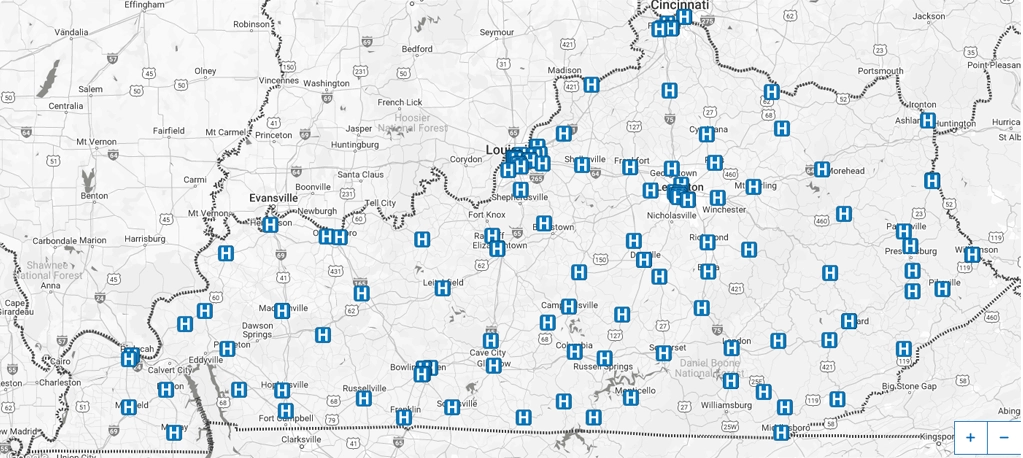 Kentucky Hospitals Map