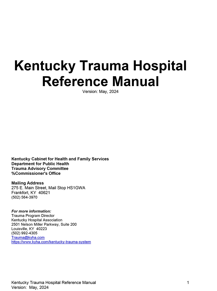 Kentucky Trauma Hospital Reference Manual